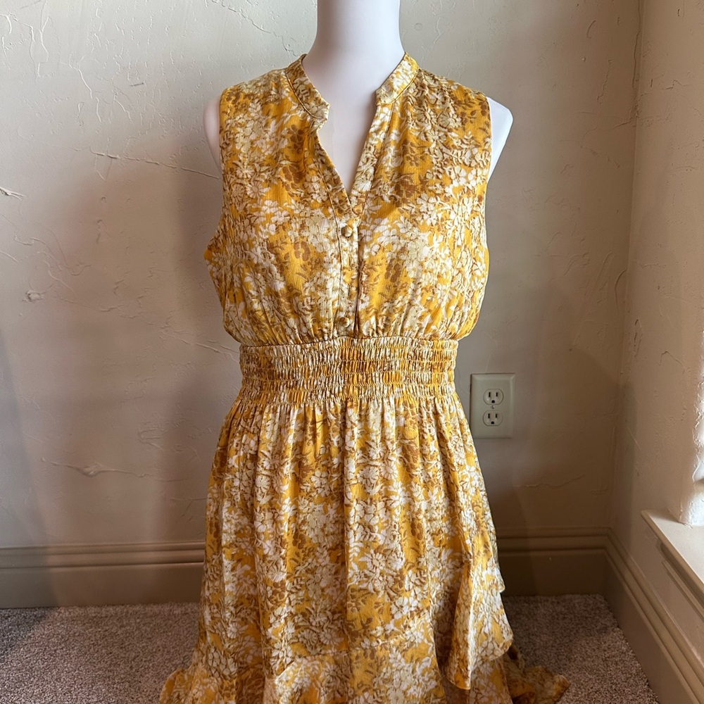 Floral Yellow Sleeveless Dress